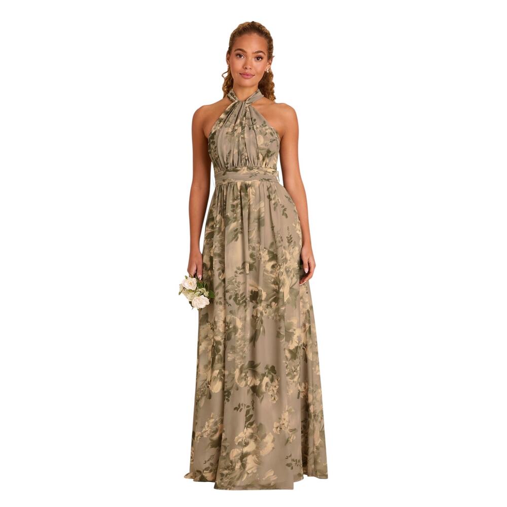 NWT Birdy Grey Grace Convertible Chiffon Dress With Slit Doe Botanics Floral L